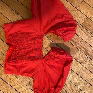 Adika red balloon sleeve top